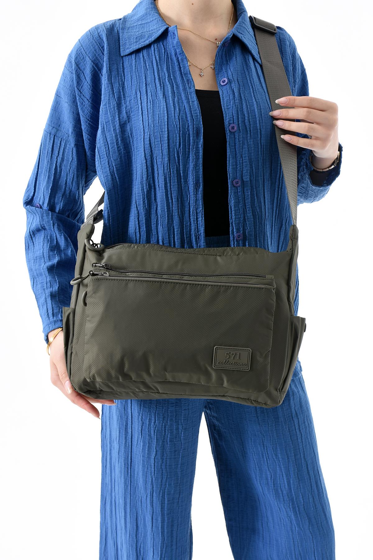 Ultra Hafif Su Geçirmez Çok Cepli Omuz Çantası Haki (Model: 571-13-9J) 