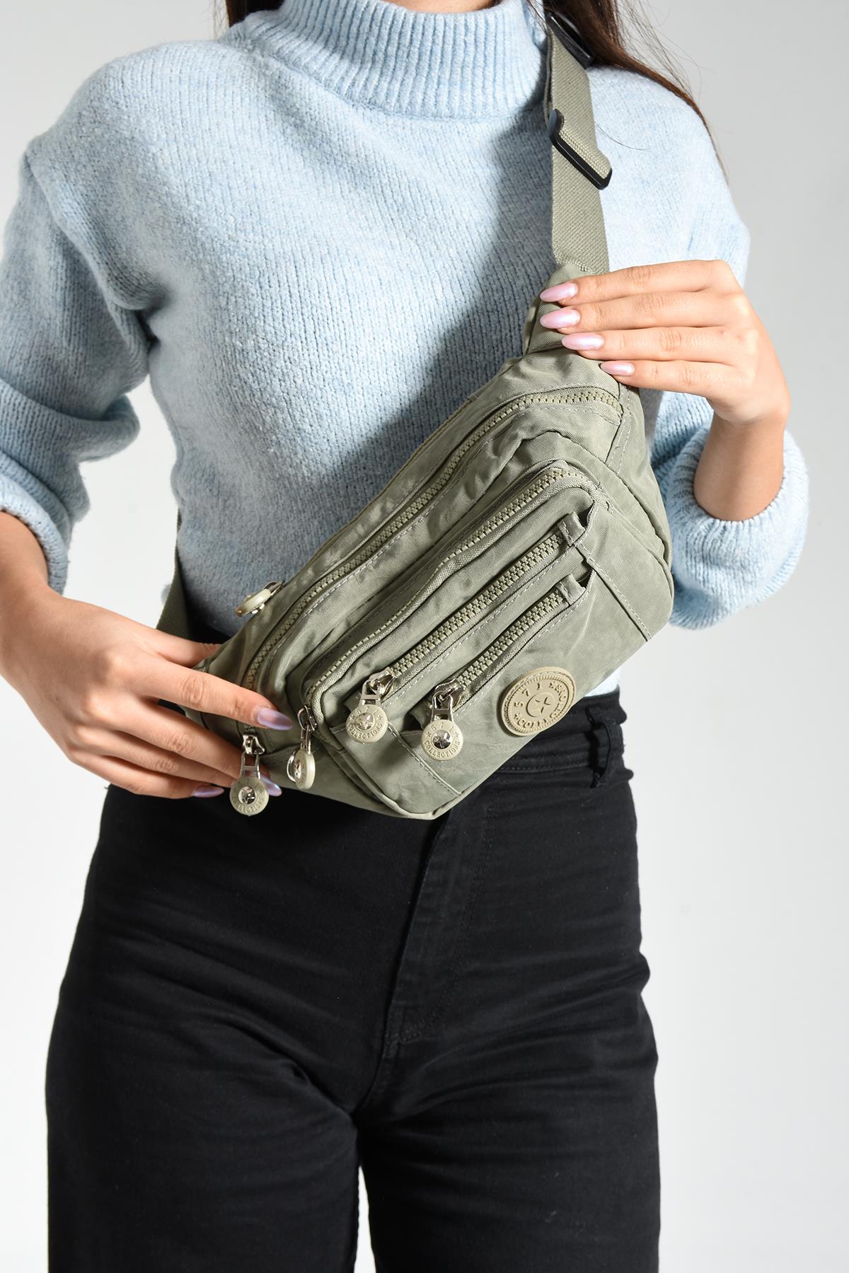 Unisex Çok Cepli Bel Çantası Vizon (Model: 571-7F)