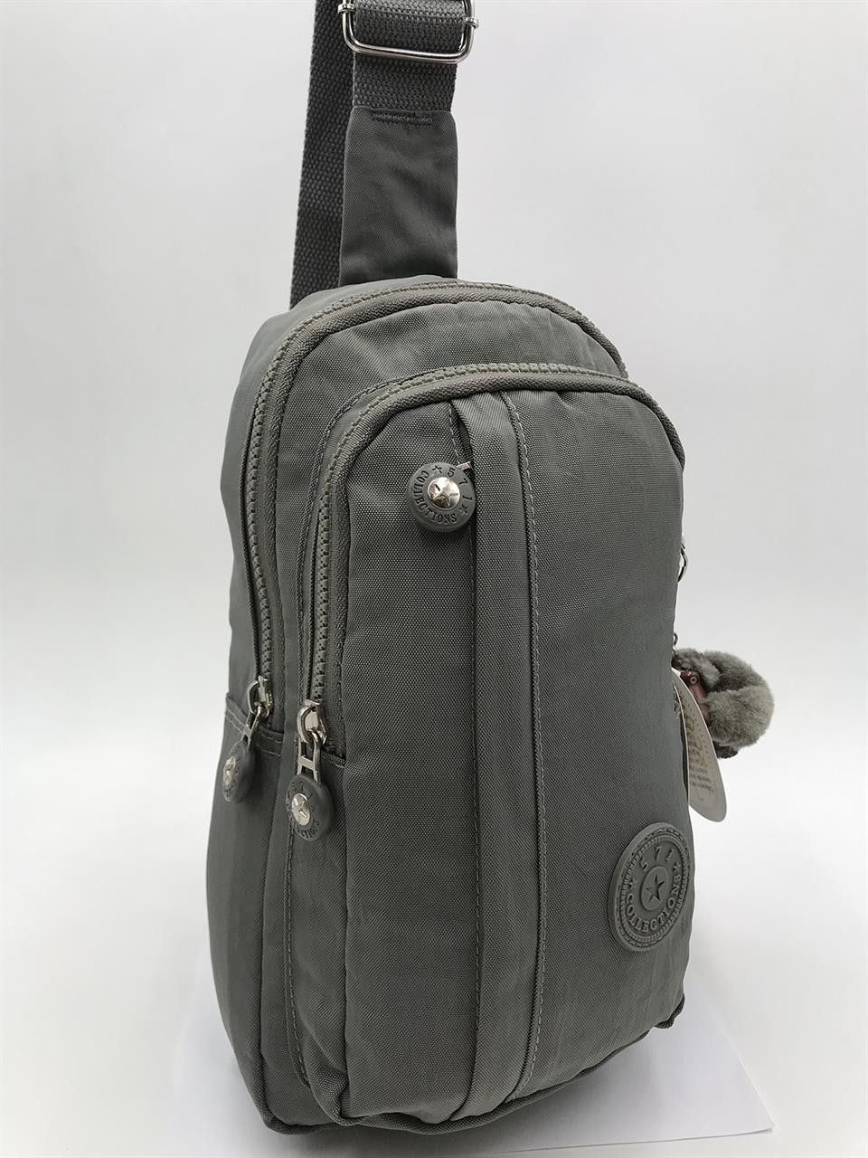 Unisex Üç Bölmeli Bodybag Göğüs Omuz Çantası (571-8A) Gri