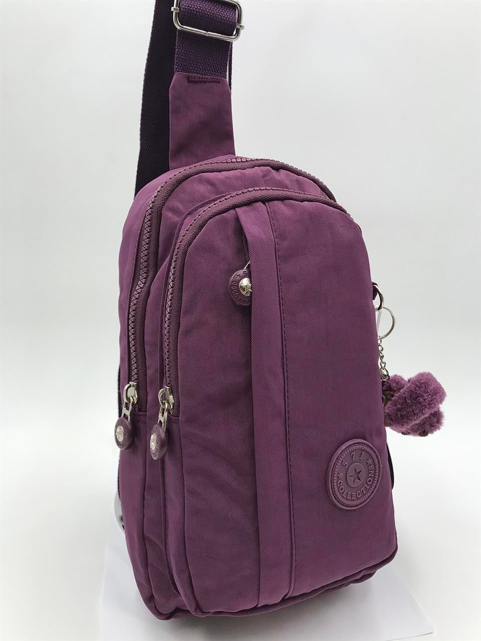Unisex Üç Bölmeli Bodybag Göğüs Omuz Çantası (571-8A) Mor