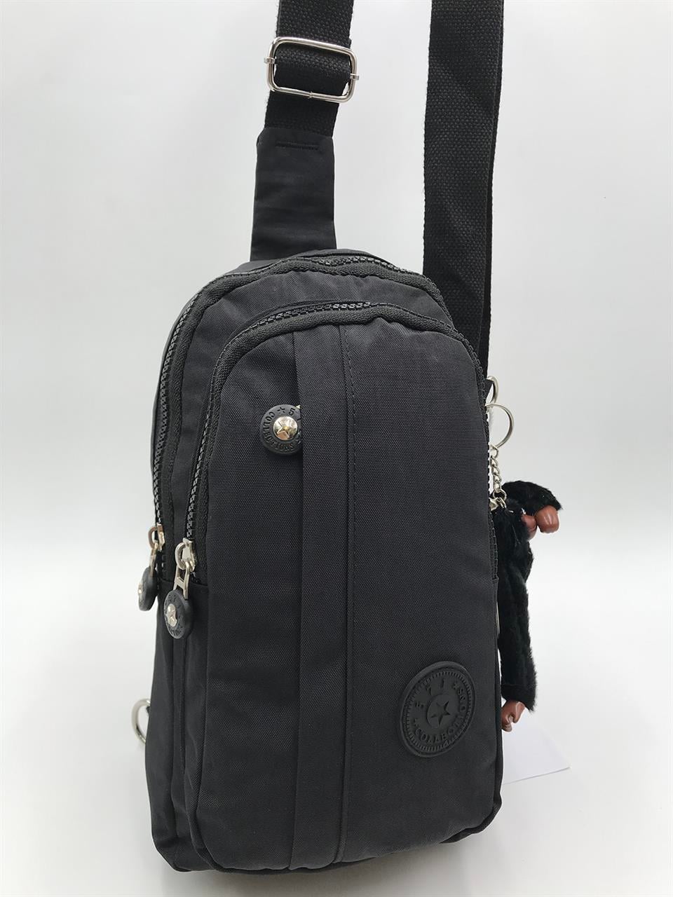 Unisex Üç Bölmeli Bodybag Göğüs Omuz Çantası (571-8A) Siyah