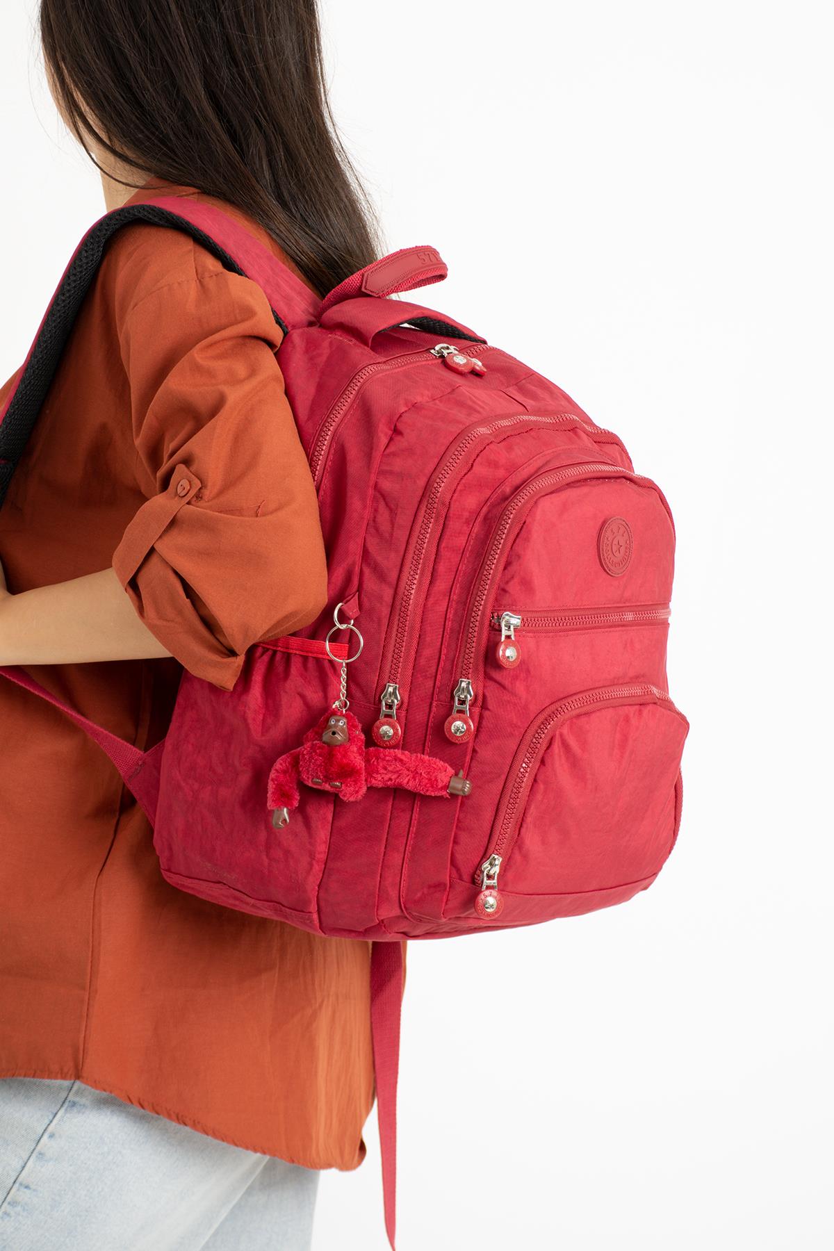 Unisex Ultra Hafif Orta Boy Sırt Çantası Kırmızı (Model: 571-3C) 
