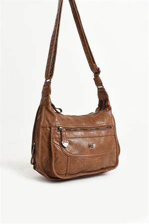 Yıkanmış Deri Omuz Çantası Taba (Model: 571-11-13F)