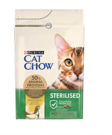Cat Chow Sterilised Tavuklu Kısırlaştırılmış Kedi Maması 3 Kg + 3LÜ ÖDÜL ÇUBUĞU HEDİYE