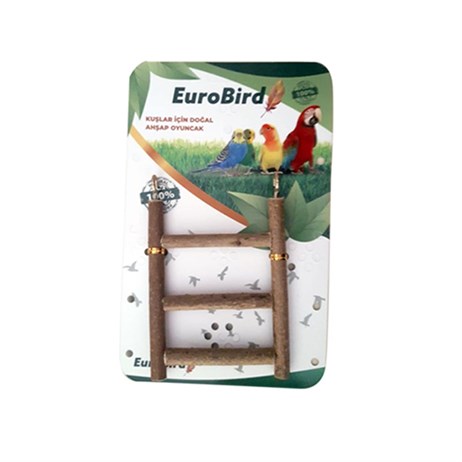 EuroBird Üç Basamaklı Tahta Merdiven Kuş Oyuncağı 9x14cm