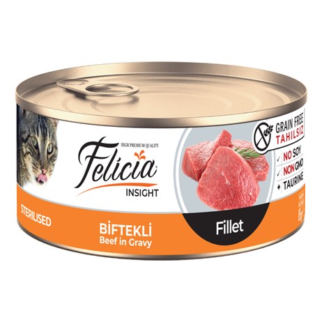 Felicia Biftek Fileto Tahılsız Kısırlaştırılmış Yaş Kedi Maması 85 gr
