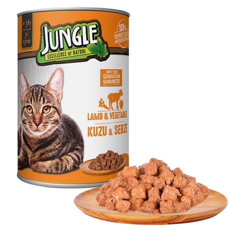 Jungle Kuzu Etli ve Sebzeli Yetişkin Kedi Konservesi 415 gr