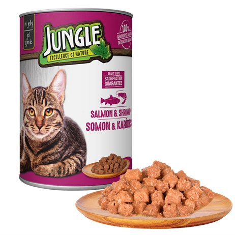 Jungle Somonlu ve Karidesli Yetişkin Kedi Konservesi 415 gr