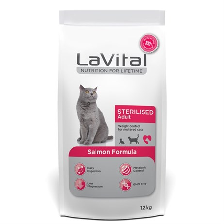 La Vital Kilo Kontrolü için Somonlu Kısırlaştırılmış Kedi Maması 12 kg