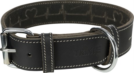Trixie Köpek Boyun Tasması, Kalın Deri, M:38-47cm/40mm, Siyah