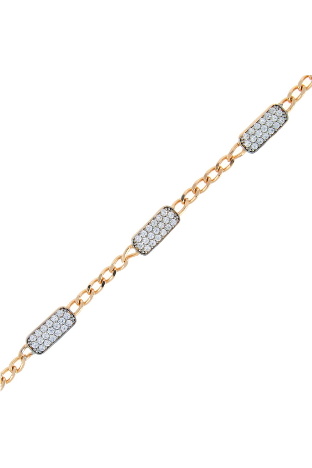 925 Ayar Gümüş Geometrik Kesim Taşlı Bileklik