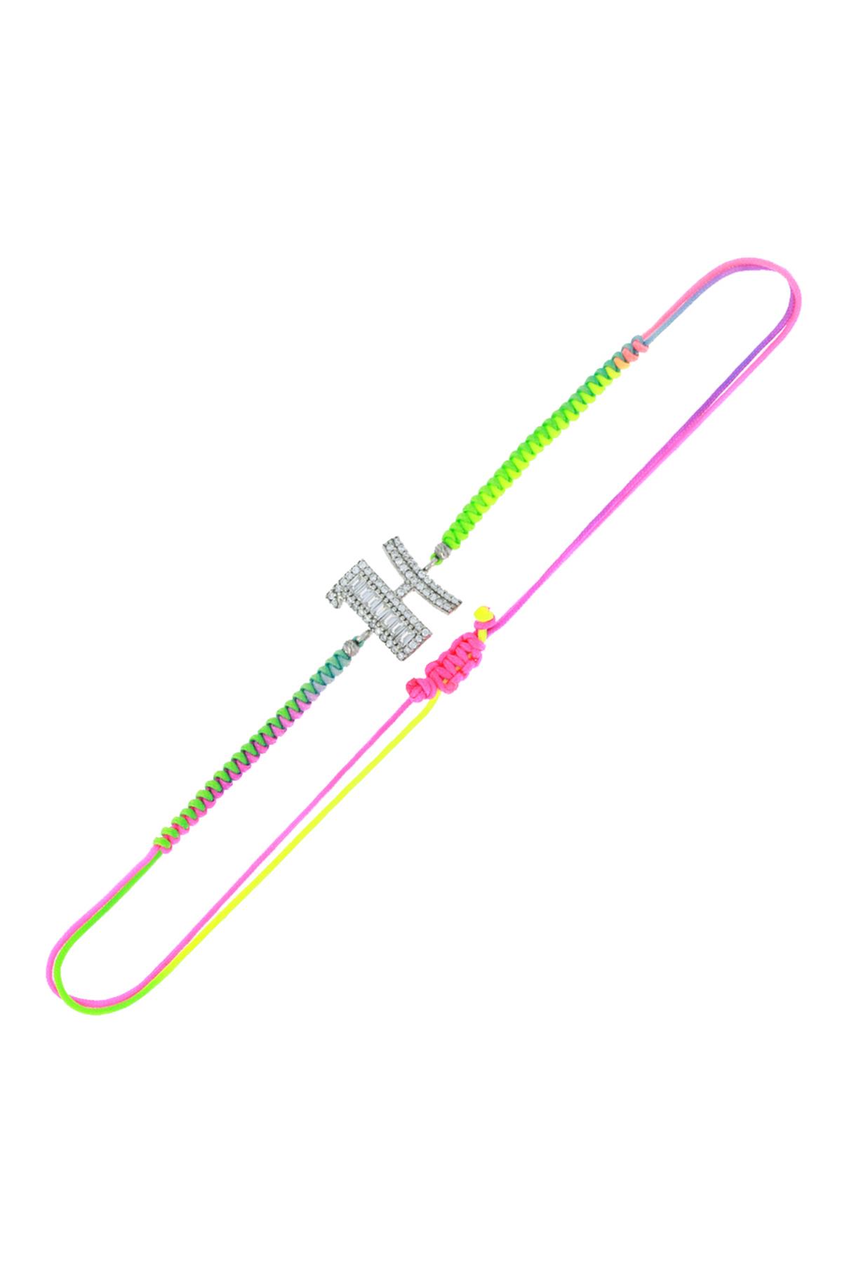 925 Ayar Gümüş H Harfi İp Bileklik