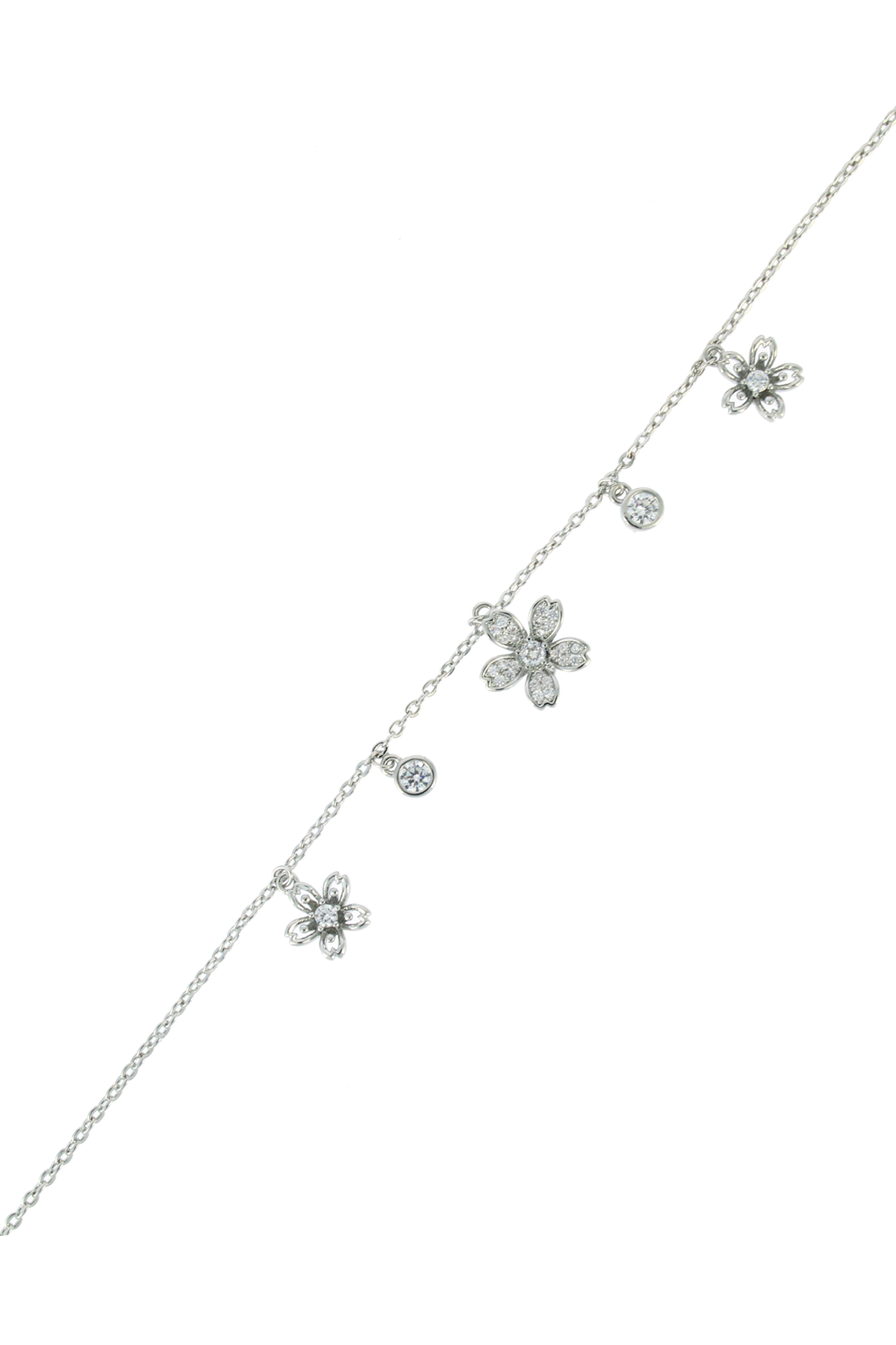 Taşlı Çiçek Detaylı Çelik Bileklik