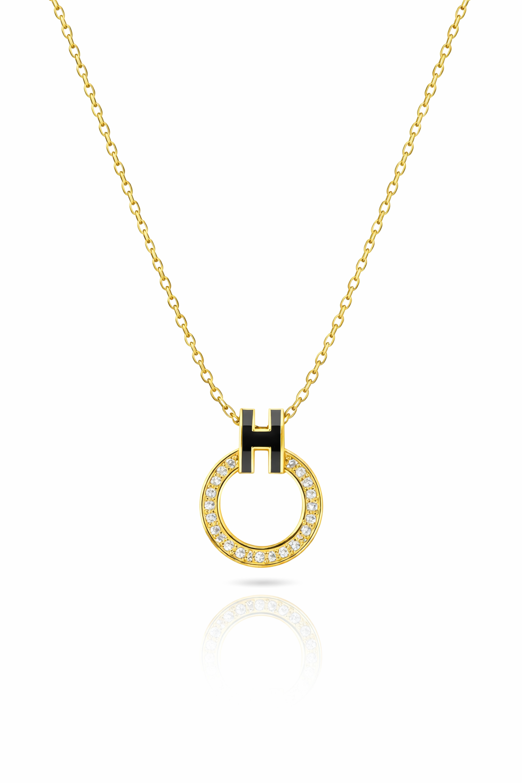 Oval Tasarım H Harfi Çelik Kolye