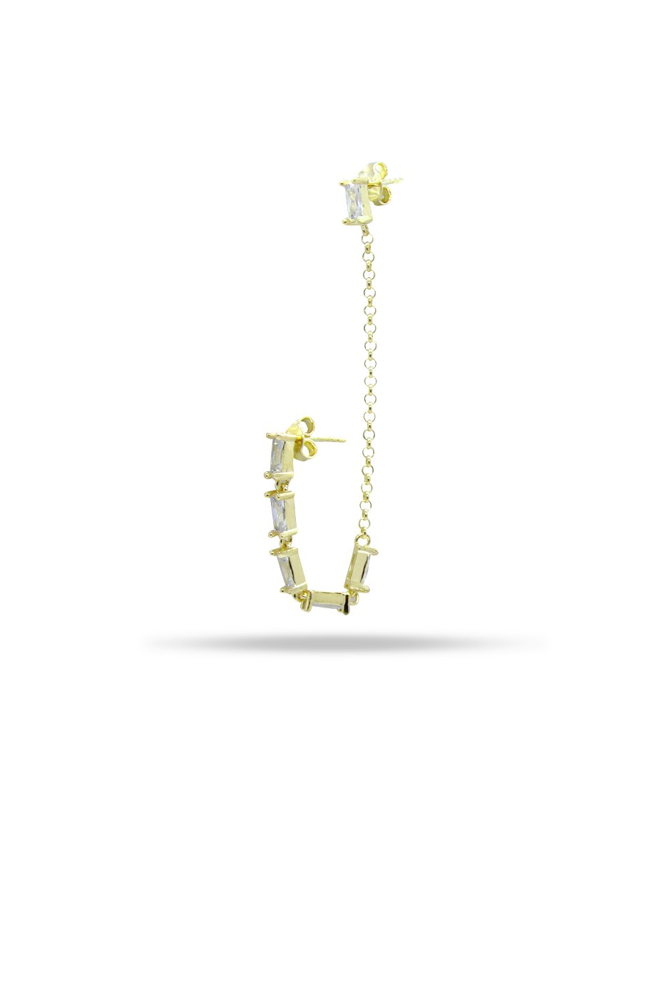 925 Ayar Gümüş Baget Taşlı Küpe