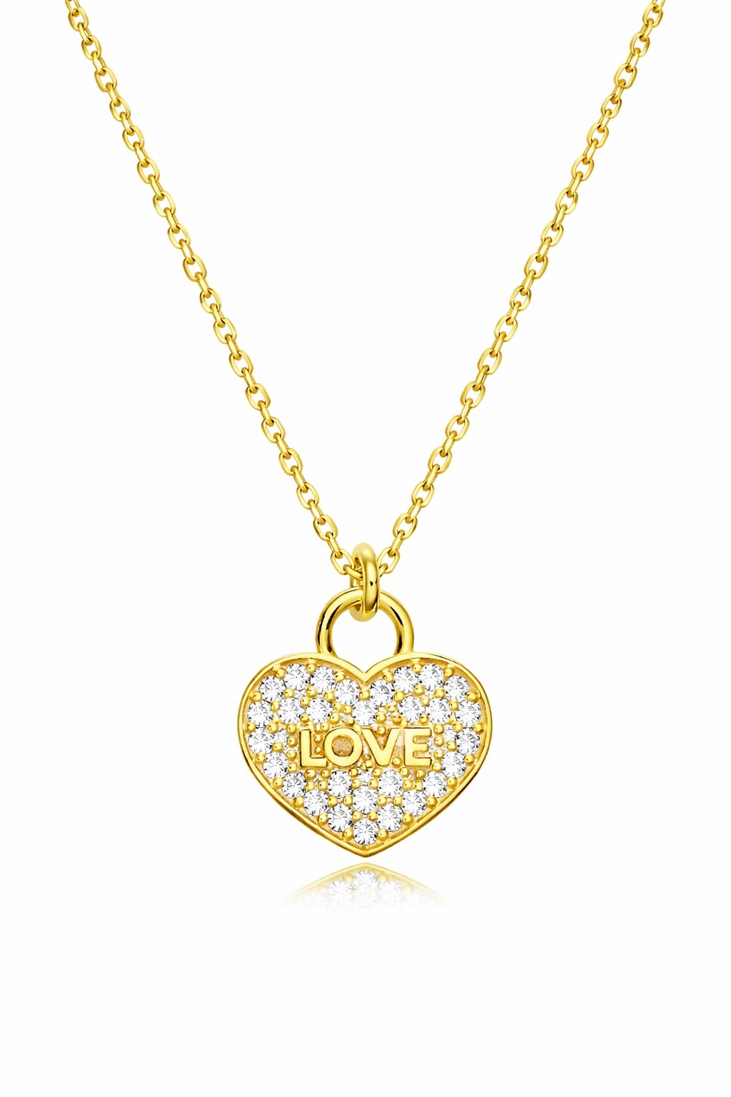 925 Ayar Gümüş Love Yazılı Kalp Kolye