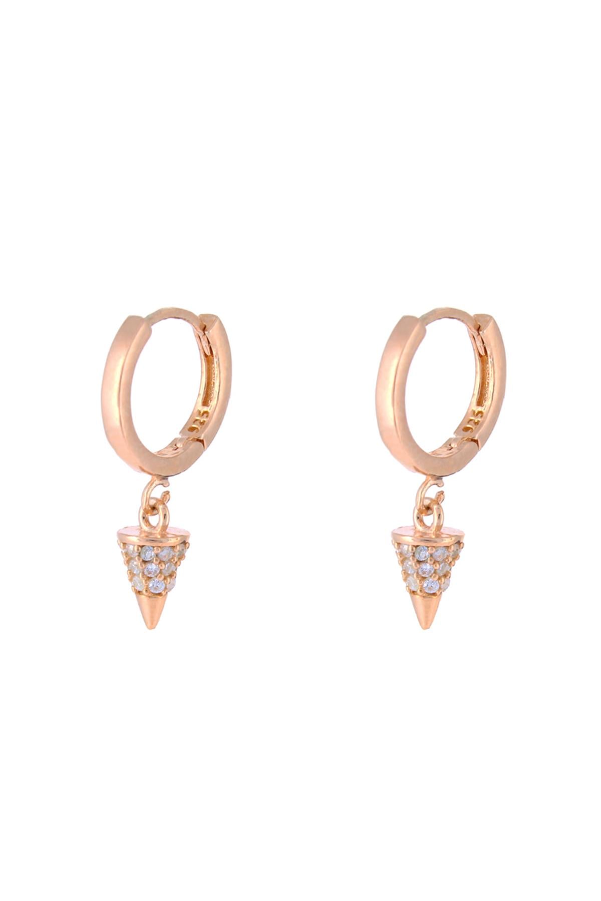 925 Ayar Gümüş Zirkon Taşlı Silindirik Küpe