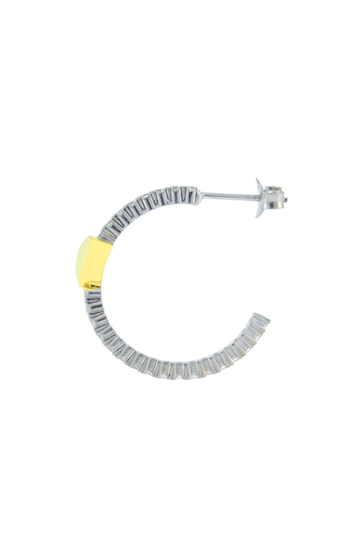 925 Ayar Gümüş Tam Tur Taşlı Kalp Küpe