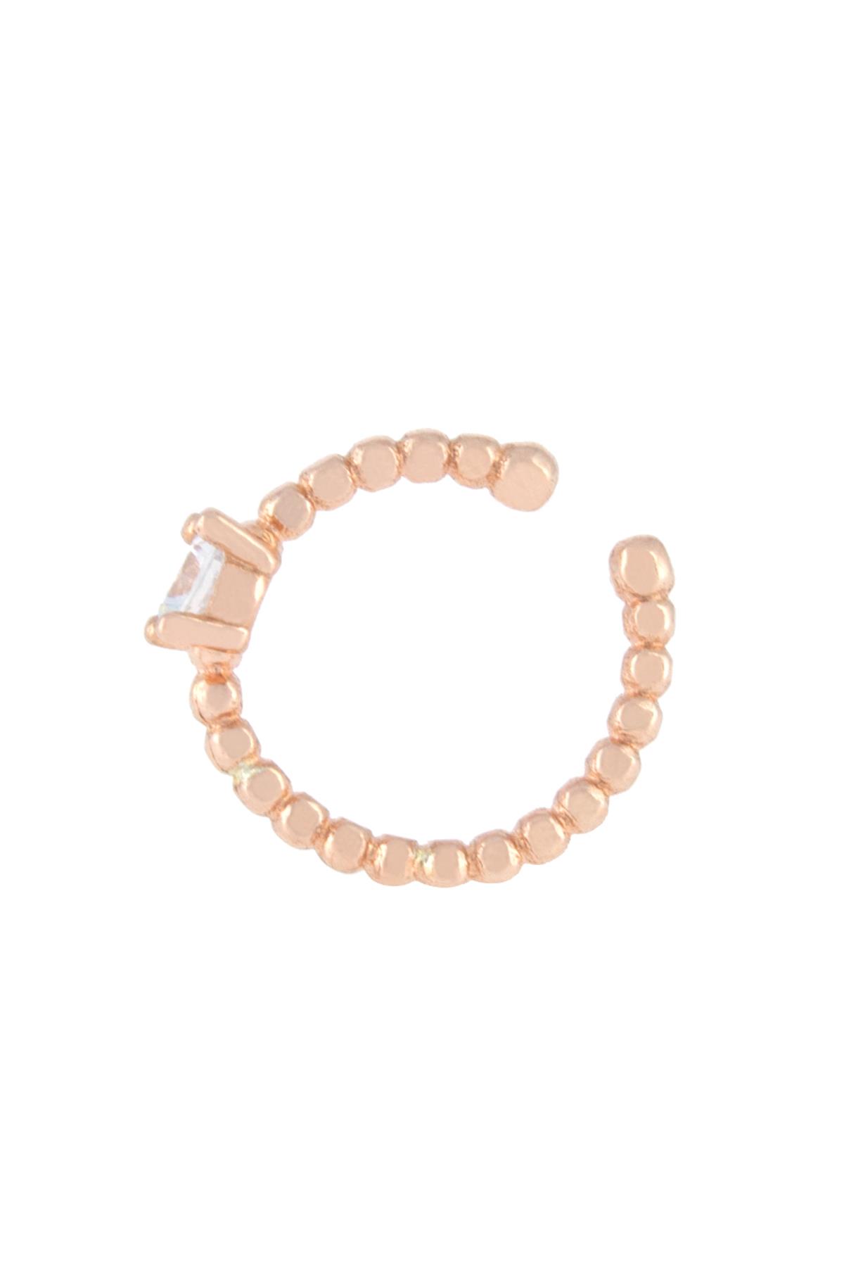 925 Ayar Gümüş Tek Taşlı Oval Tasarım Kıkırdak Küpe