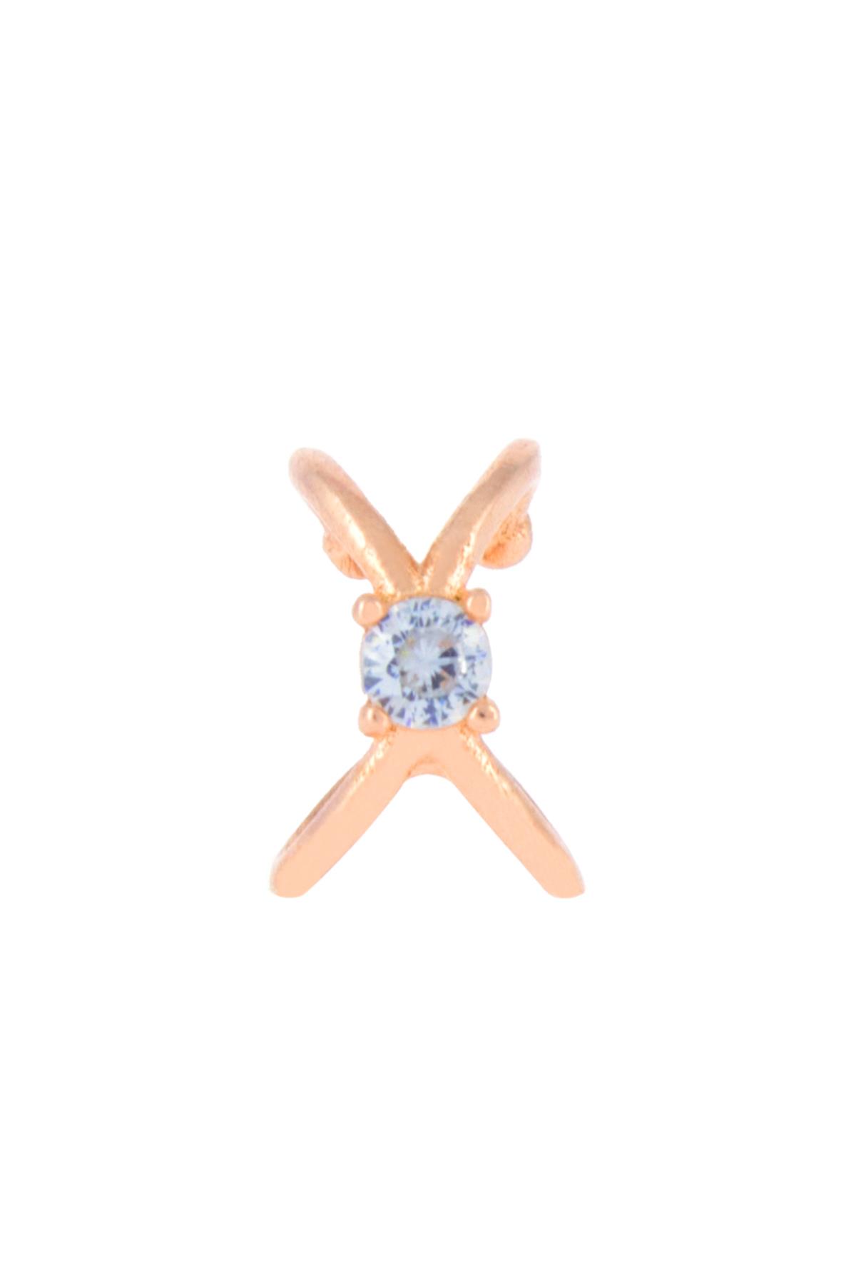 925 Ayar Gümüş Tek Taşlı Kesişim Kıkırdak Küpe