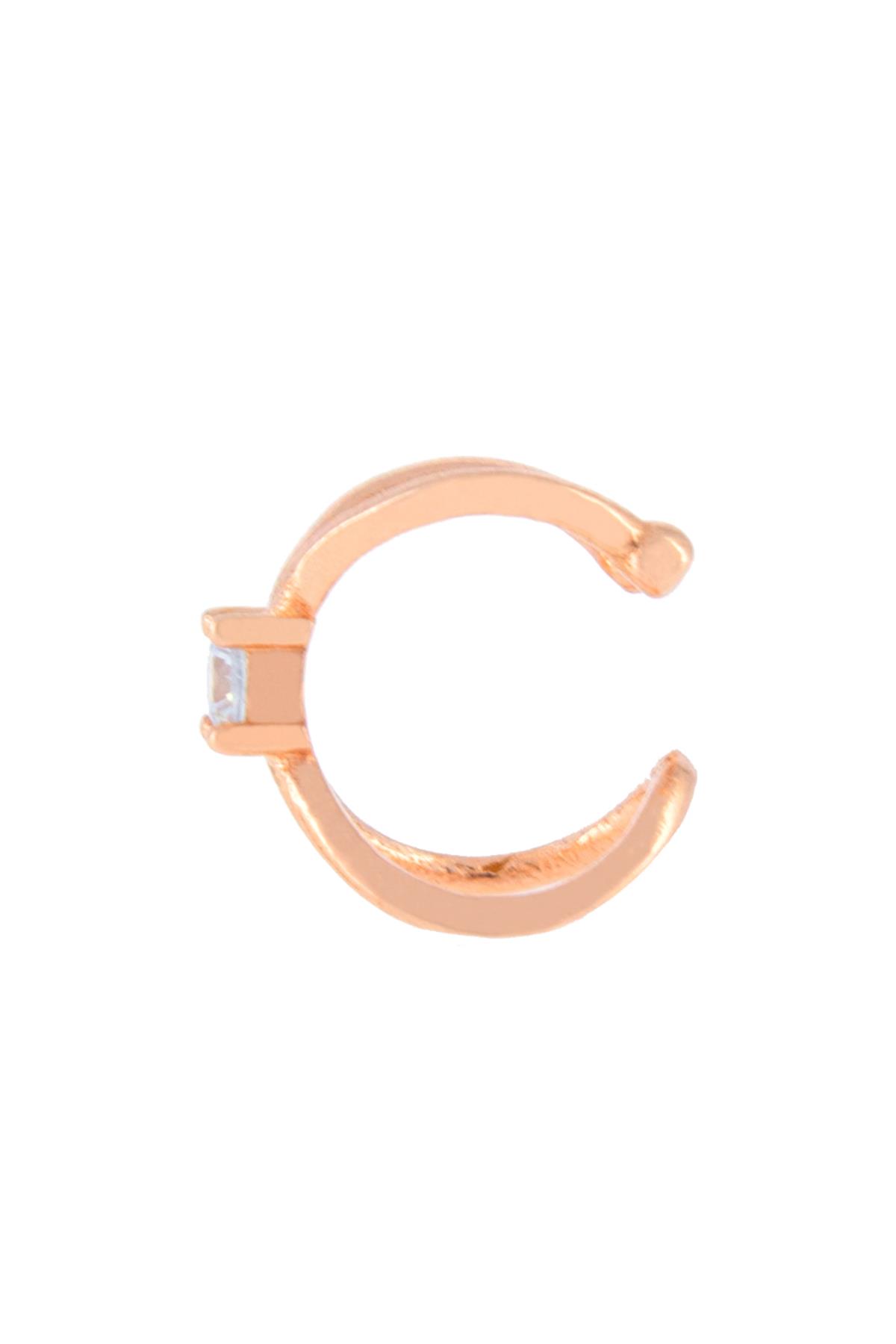 925 Ayar Gümüş Tek Taşlı Kesişim Kıkırdak Küpe