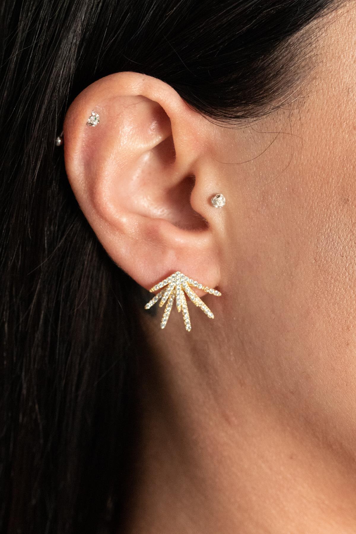 925 Ayar Gümüş Yaprak Detay Küpe