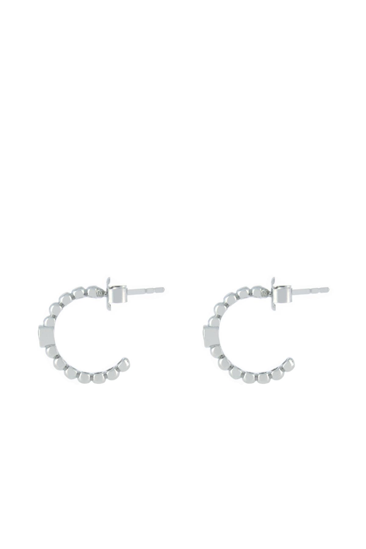 925 Ayar Gümüş Tek Taş Dairesel Tasarım Kanca Küpe 