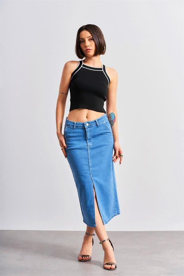 Şerit Detaylı Askılı Triko Atlet