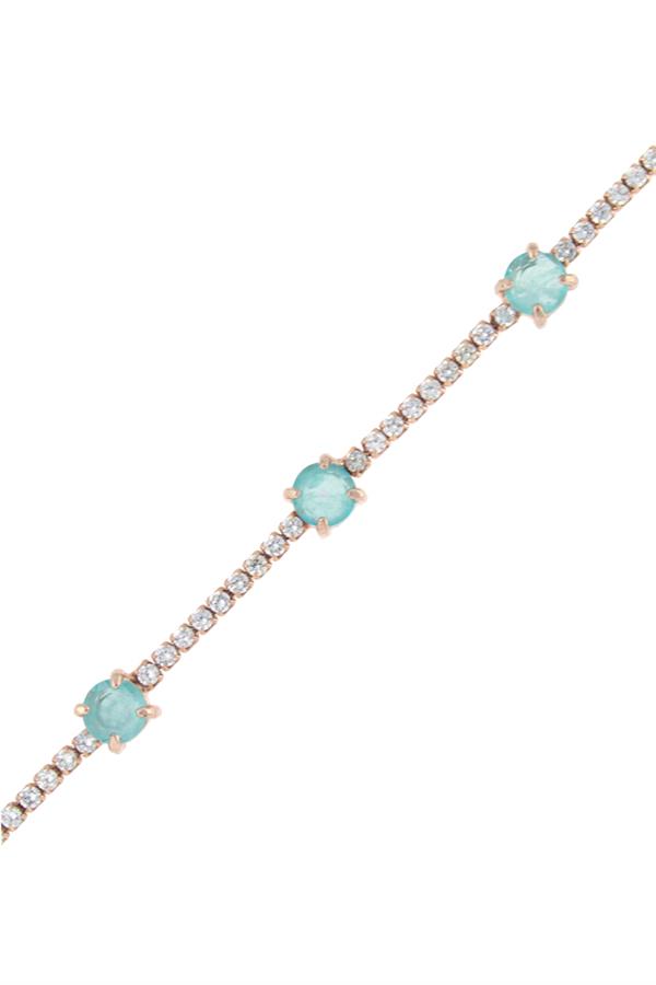 925 Ayar Gümüş 3 Taşlı Su Yolu Bileklik