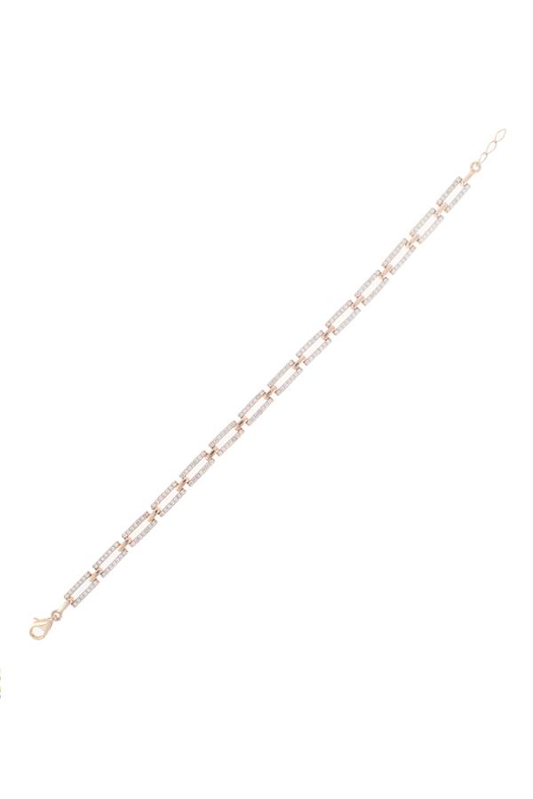 925 Ayar Gümüş Zirkon Taşlı Dikdörtgen Kesim Bileklik 