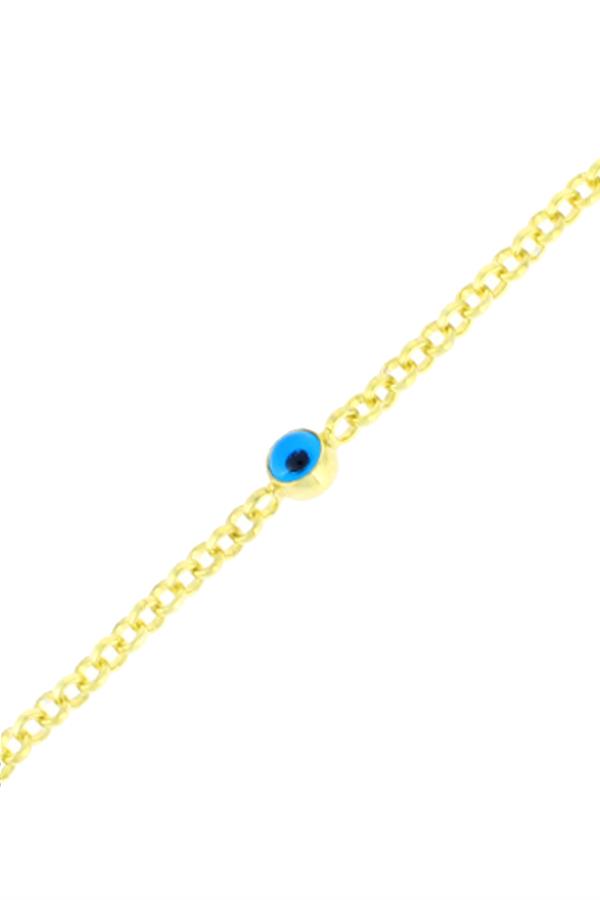 925 Ayar Gümüş Nazar Göz Boncuk Detay Zincir Bileklik 