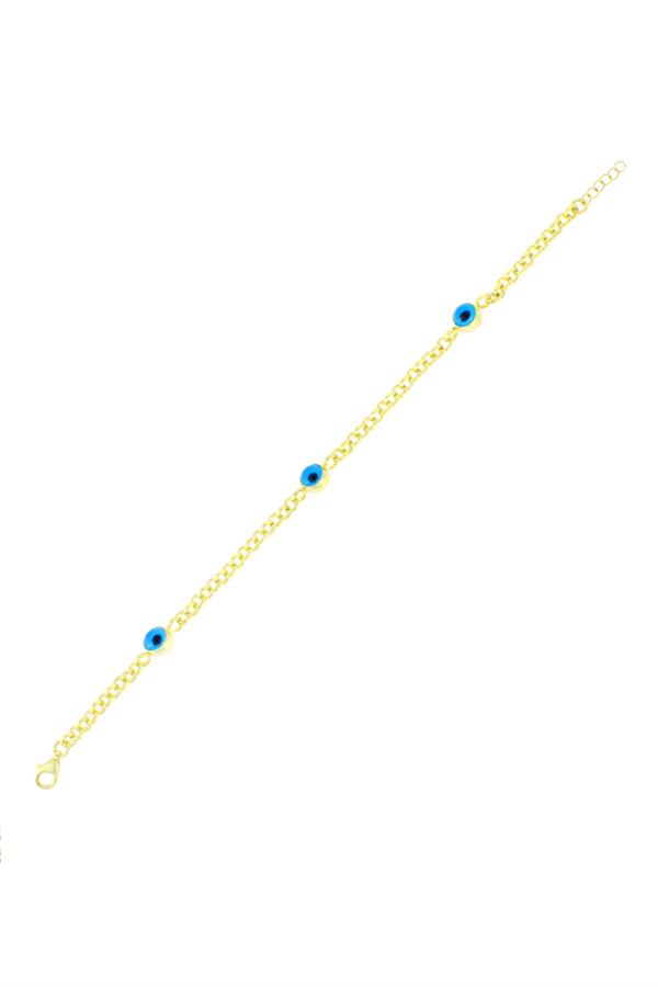 925 Ayar Gümüş Nazar Göz Boncuk Detay Zincir Bileklik 