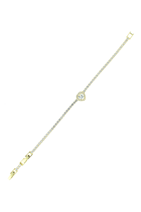 Kalp Tasarım Tek Taş Çelik Bileklik