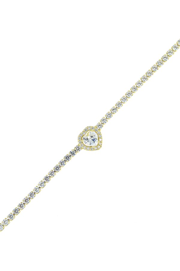 Kalp Tasarım Tek Taş Çelik Bileklik