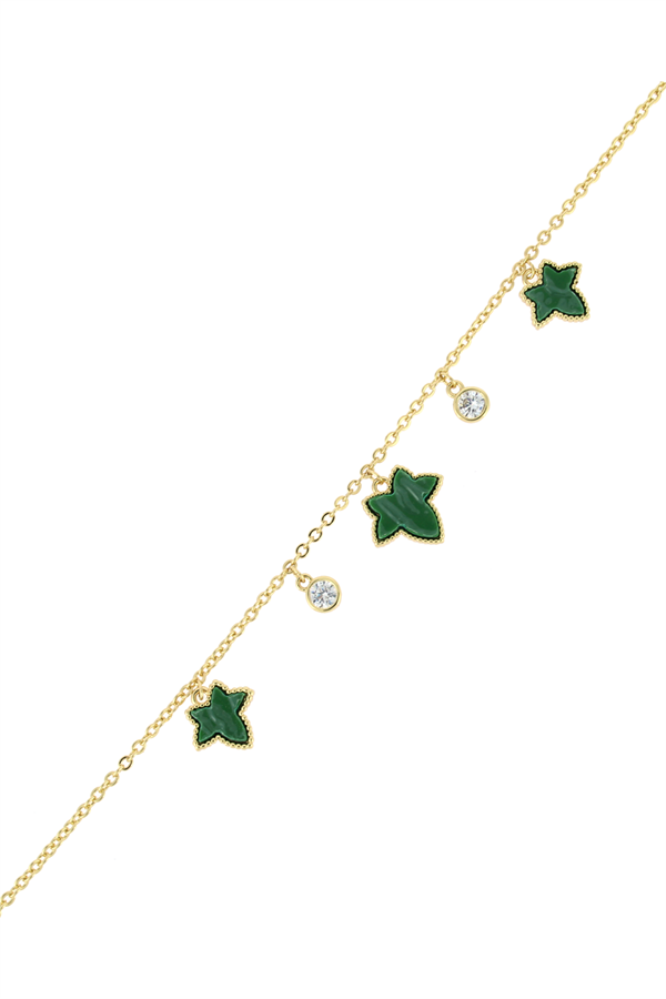 Yaprak Detaylı Çelik Bileklik