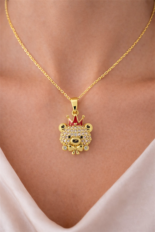 Ayıcık Detaylı Çelik Kolye Ucu