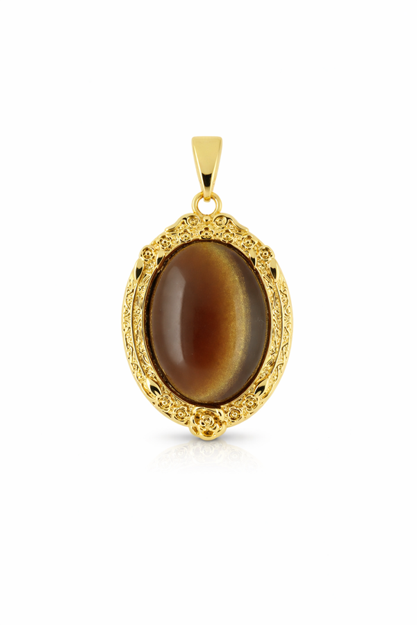 Doğal Taşlı Çelik Kolye Ucu