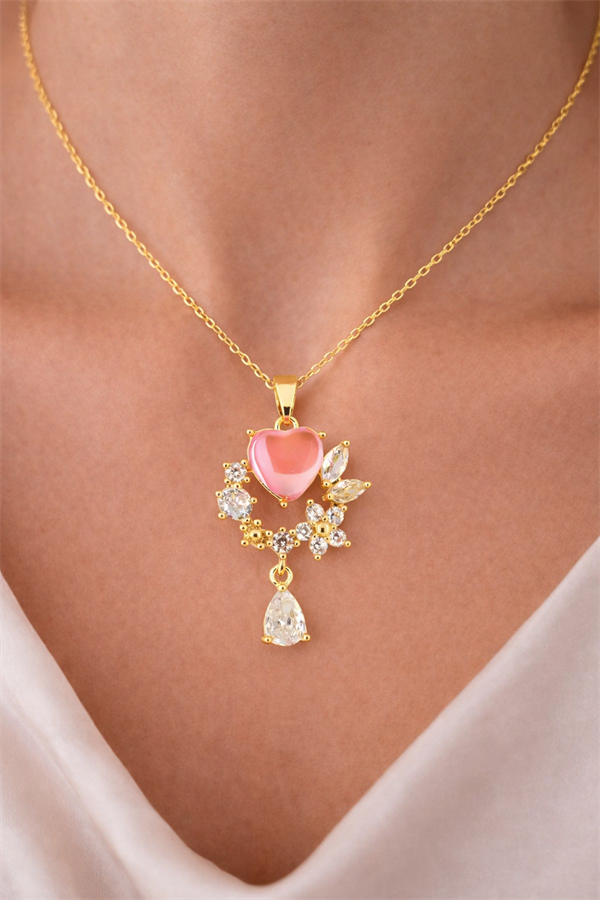 Kalp Tasarım Çelik Kolye Ucu