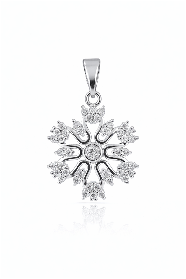 Kar Tanesi Motifli Çelik Kolye Ucu