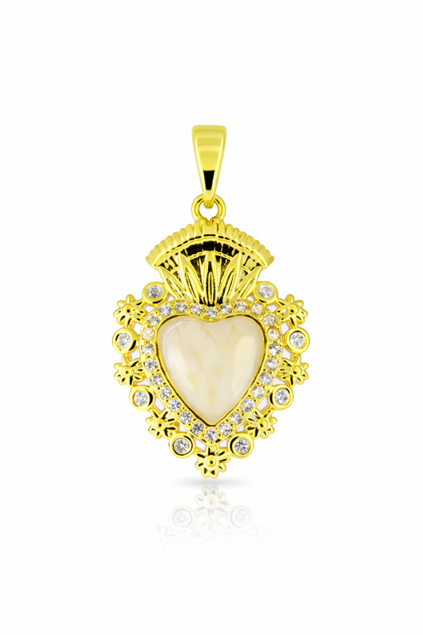 Taç Tasarım Kalp Çelik Kolye Ucu