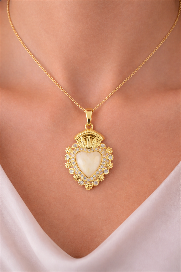 Taç Tasarım Kalp Çelik Kolye Ucu