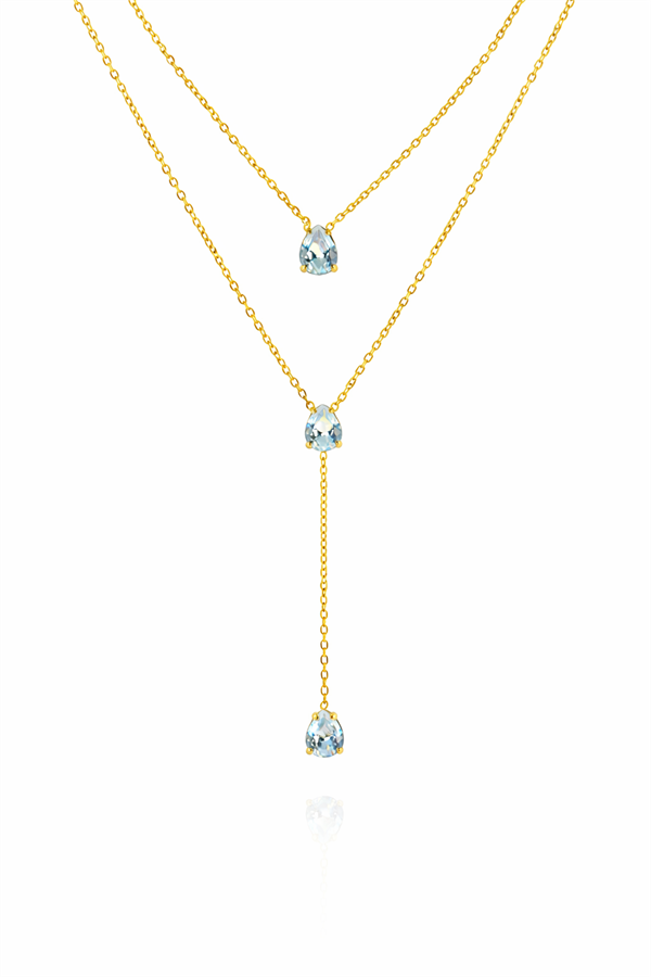 Markiz Kesim Taş Detaylı Çelik Kolye