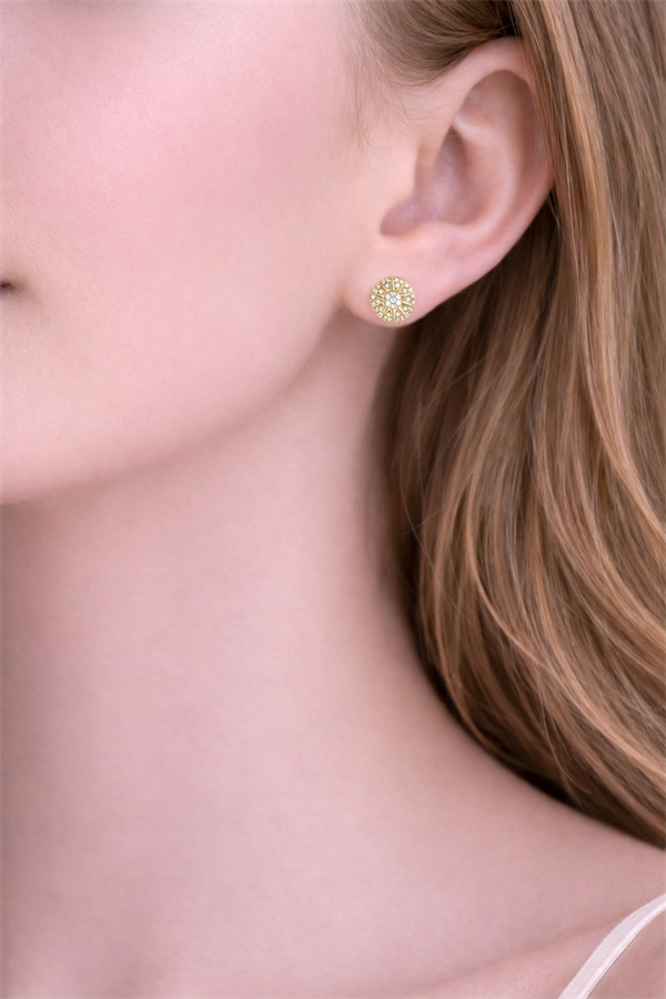 Güneş Motifli Çelik Küpe