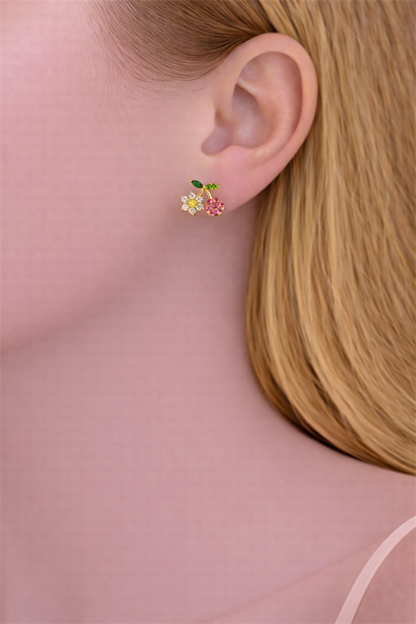 Meyve Motifli Çelik Küpe