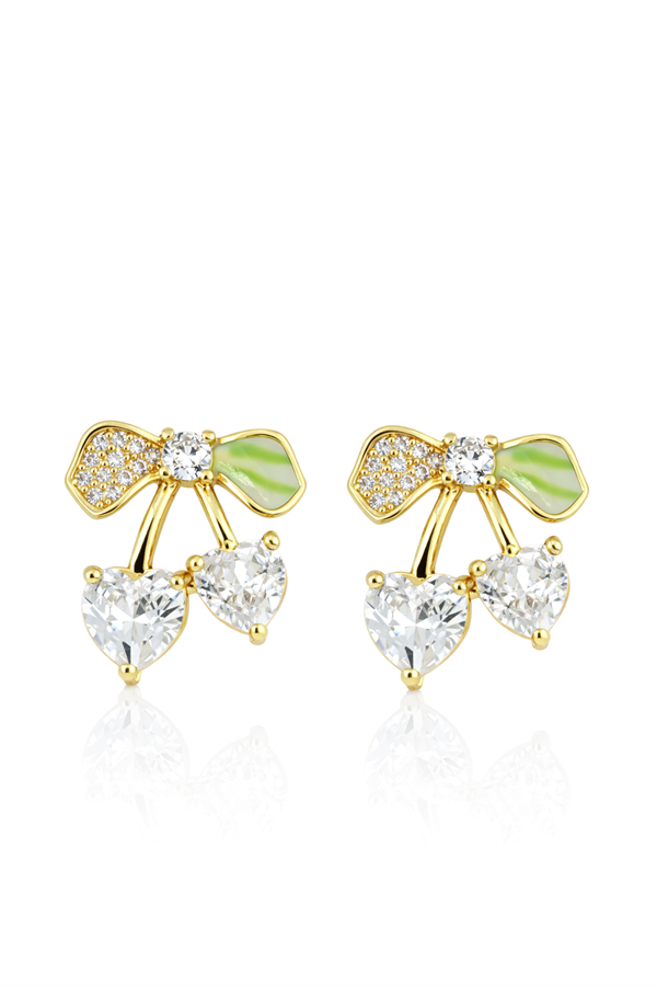 Meyve Motifli Kalp Tasarım Çelik Küpe