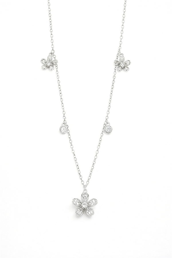 Çiçek Detaylı Çelik Takı Set