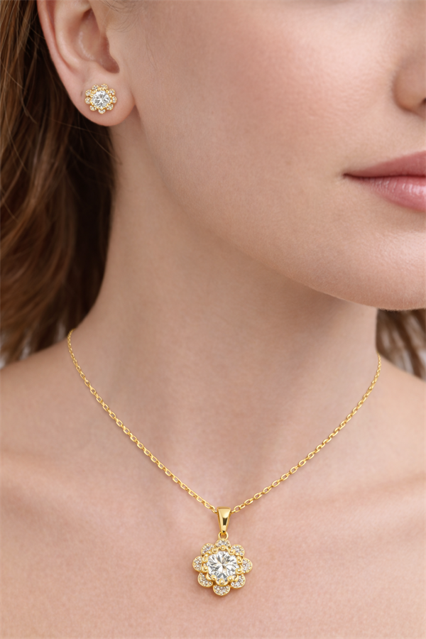 Çiçek Tasarım Çelik Takı Set