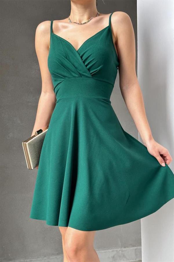 İnce Askılı İthal Krep Elbise