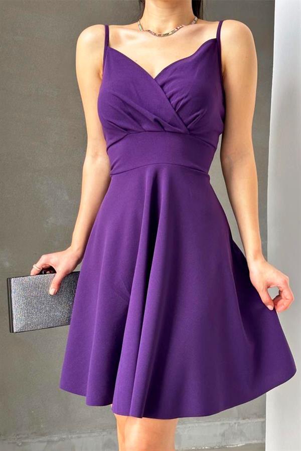 İnce Askılı İthal Krep Elbise