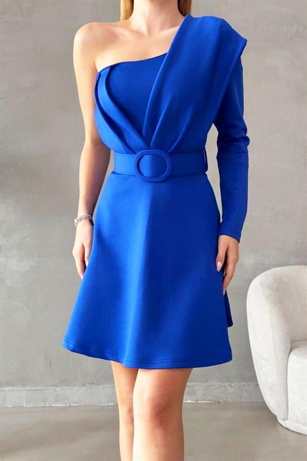 Kemer Detaylı Tek kol Elbise